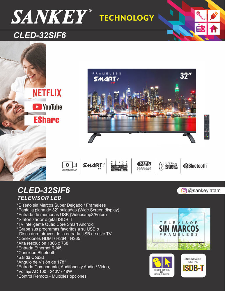 Pantalla SANKEY 32 CLED-32SIF6 Smart TV